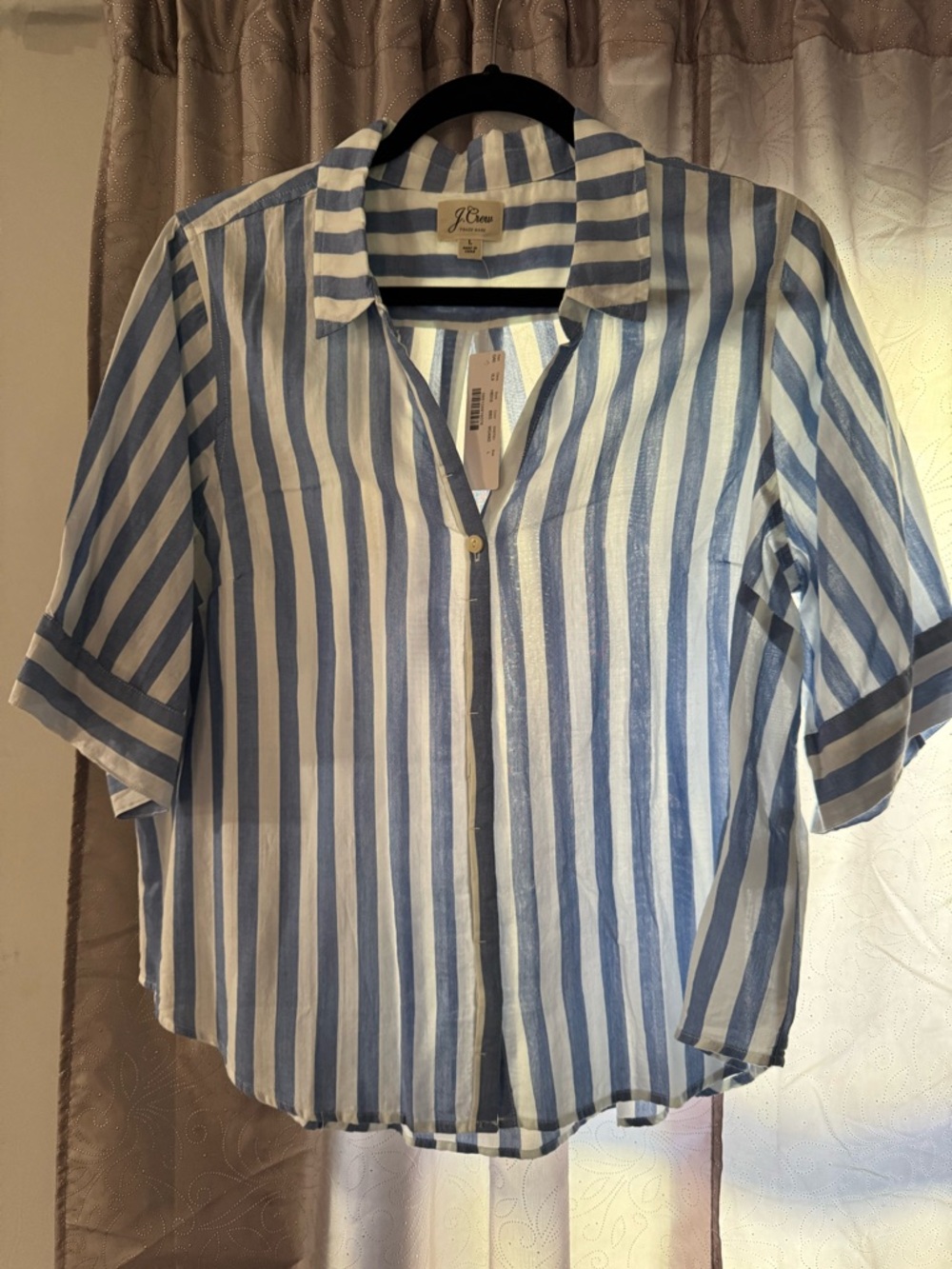 J. Crew Blue and White Striped Shirt